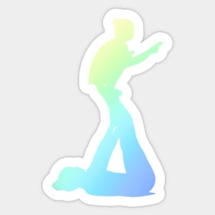 A women’s pair doing straddle on feet Sticker